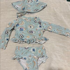 Posh Peanut Evil Eye Print Baby Swim Set with Hat